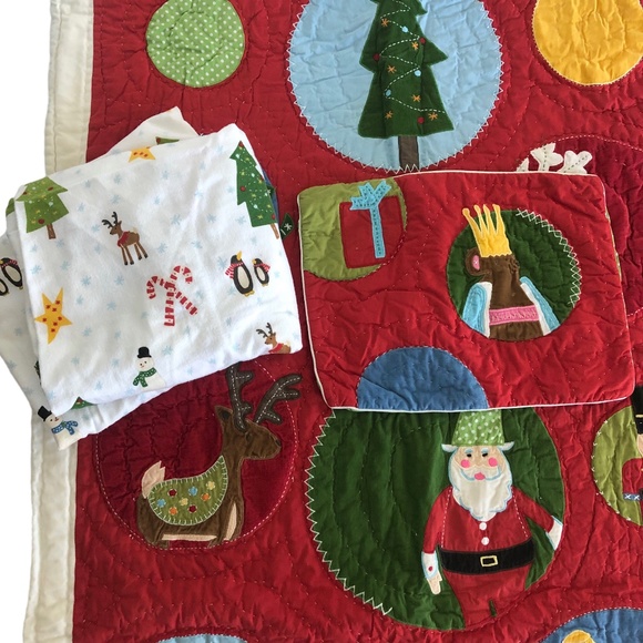 Pottery Barn Kids Christmas Quilt Sheets Pillow Sham